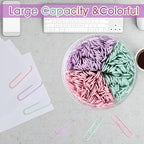 Pastel Jumbo Paper Clips, 300pcs 2 Inch (50 mm) Paper Clip Paperclips Soft Color Clips for Paperwork Ideal for Home, School and Office Use (Pastel, 2 Inch)