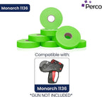 Perco Fluorescent Green 2 Line Pricing Labels - 8 Sleeves, 64 Rolls (112,000 Labels) - Monarch 1136 Compatible - Includes 8 Free Ink Rolls