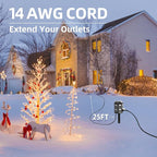TiFFCOFiO Outdoor Power Strip with 25FT Extension Cord, Remote Control Dusk to Dawn Light Timer Waterproof, 6 Grounded Outlets for Halloween Inflatables and Decorations, ETL Listed