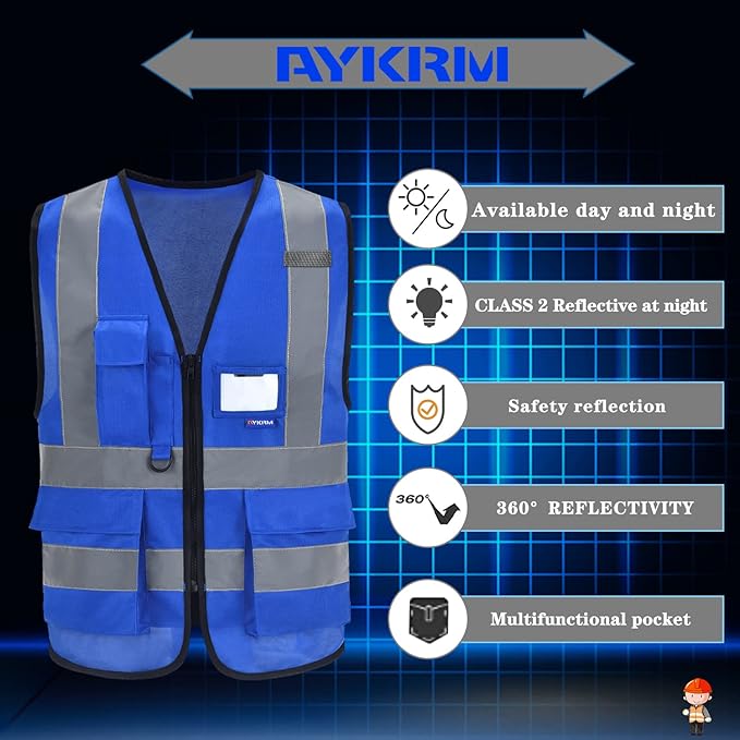 A-SAFETY High Visibility Reflective Safety Vest Customize Logo (XS-8XL)