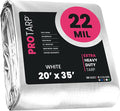 PROTARP Extreme Heavy Duty 22 Mil Tarp Cover, Waterproof, UV Resistant, Rip and Tear Proof, Poly Tarpaulin with Reinforced Edges for Roof, Camping, Patio, Pool, Boat. (White 20′ X 35′)