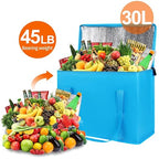 Bodaon 2-Pack Insulated Reusable Grocery Shopping Bag, X-Large Food Delivery Bags, Soft Cooler Bag for Women/Men for Grocery Delivery, Blue