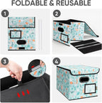 BALEINE File Organizer Box with Lid, Collapsible File Folder Organizer with Plastic Slide, Hanging File Folder Box for Office Document Storage (2 Pack, Spring Stroll)