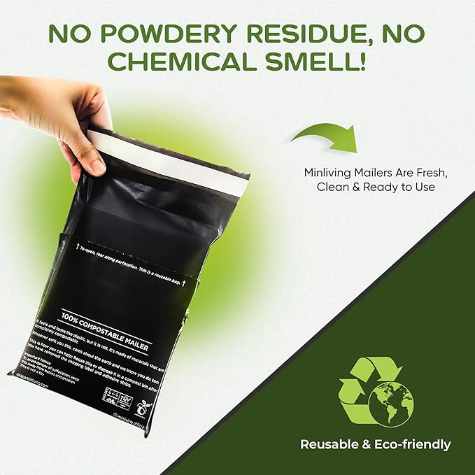 Plant-Based Shipping Mailers 6x9 inch - Package Envelopes, Double Sealing Poly Mailers, Strong Mailing Pouches For Small Business, Clothing Shipments, Easy Instructions - 100 Pack