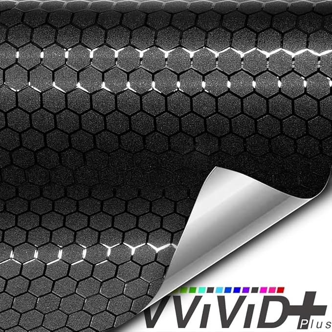 VViViD+ Honeycomb Matte Black Medium Pattern Car Wrap Vinyl (100ft x 5ft)