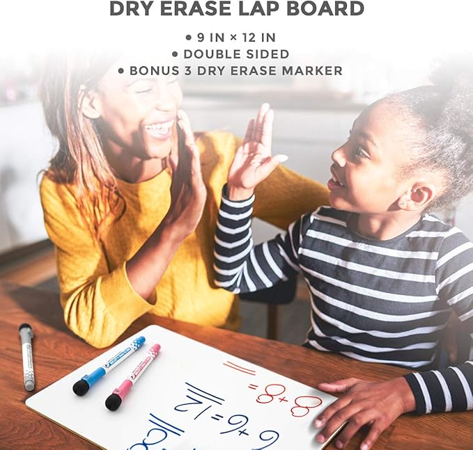 Nicpro 9 x 12 inches Lapboard Small Dry Erase Lap Board Double Sided with 3 Water-Based Pens Learning Mini Whiteboard Portable for Kid Student and Classroom Use