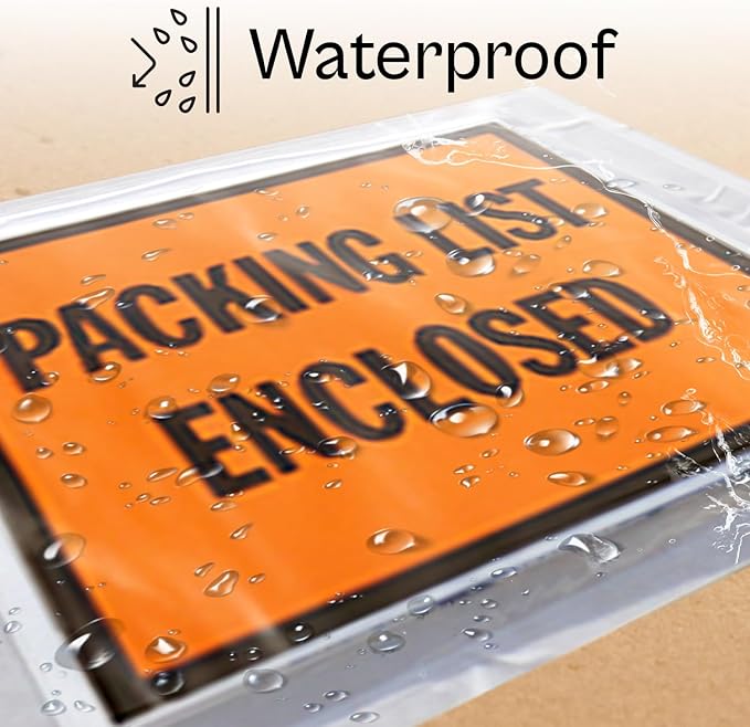 Packing List Enclosed Shipping Envelope 5.5"x10" Full Face Pouches Adhesive Bags Case of 1000