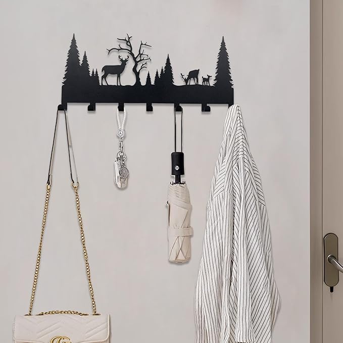 Wall Mounted Key Rack | Metal Key Rack Hook Organizer | Metal Key Organizer with 7 Hooks Wall Decoration for Front Door, Hallway, Kitchen, Office