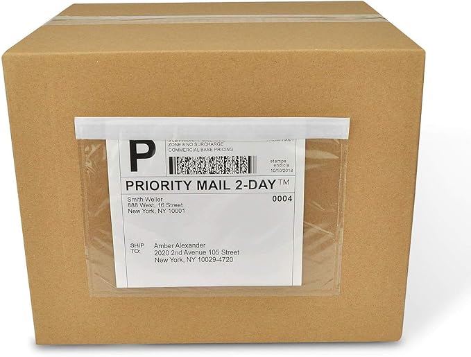 7.5" x 5.5" Clear Self-Adhesive Top Loading Packing List/Shipping Label Envelopes Pouches (1000 Pack)
