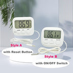 Small Digital Thermometer ON/Off Switch Indoor/Outdoor Meter Gauge with 5ft/1.5M Probe Sensor