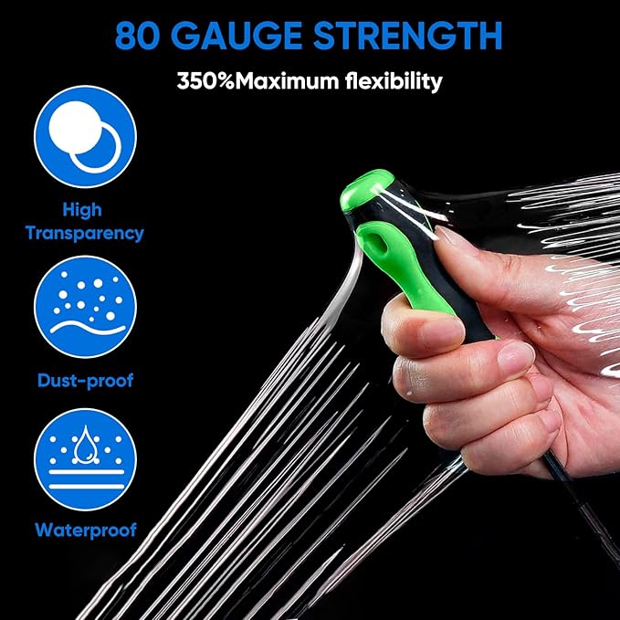 TICONN Stretch Wrap Stretch Film Roll, 1000ft Industrial Strength 5 inch Wide Clear Plastic Wrap with Handles for Pallet Wrapping Shipping Moving