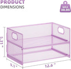 Marbrasse 2 Tier Paper Organizer Letter Tray, Mesh File Organizer with Handle, Paper Sorter Desk Organizer for Home Office Supplies - Purple