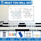 White Board Dry Erase Whiteboard for Wall 72" x 48" Aluminum Presentation Magnetic Whiteboards with 4 Hooks, 12 Magnets, 3 Markers & 1 Eraser