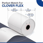 Clover Flex Paper Rolls - 50 Rolls - 2 1/4'’ x 50’- 48 GSM - Clover Flex Receipt Paper Compatible for C401, C403, C405 and C406 POS Machines - BPA Free Material