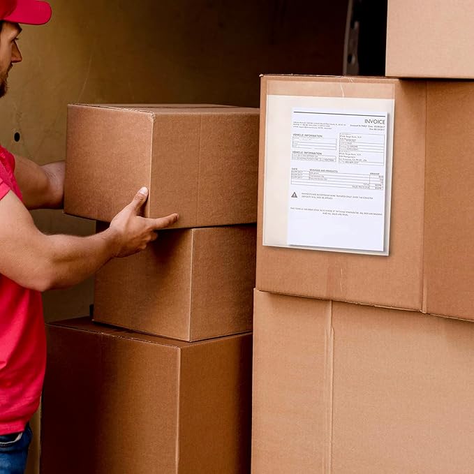 ABC Packing List Envelopes, 9.5 x 12 Inch. 500 Pack 2 Mil Polyethylene Clear Self Adhesive Shipping Label Sleeves. Plastic Shipping Label Pouches for Invoice and Efficient Order Management