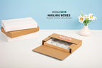 50 Pack 9x6x1.3 inch Shipping Boxes, Easy-Fold Multi-Depth DVD Mailer Box with Fragile Stickers for Mailing, Storing, Package, Gifts, Crafts, Business or Home, Brown