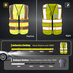 AYKRM 11 color High Vis Reflective Safety Vest for Women Men Security Pocket Zipper