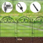 Tall Garden Animal Barrier Fence with Gate, 36 in(H)×17.5 Ft(L) 8 Panels Dog Digging Fence Barrier, Black Heavy Duty Metal Temporary Fences, Reusable Defense Fencing for Outdoor Yard│Patented