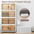 1280Qt Stackable Storage Bins with Lids, 8 Pack Large Collapsible Bins with Wheels, Plastic Cabinet with Doors, Foldable Closet Organizers and Storage for Home, Dorm, Office, White