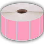 2.25" X 1.25" Direct Thermal Perforated Stickers Labels for Barcodes, Address, Consignment - Compatible with Zebra, Rollo, Godex and More (Pink, 12 Rolls)