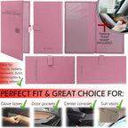 Auto Insurance and Registration Card Holder - Vehicle Glove Box Document Organizer - Car Essential Paperwork Holder for DMV, AAA, Contact Information Cards - Premium PU Leather Wallet Case - Purple