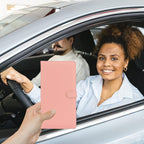 Car Registration and Insurance Holder, Leather Magnetic Shut Vehicle Glove Box Organizer for Document, Card, Driver License, Pink