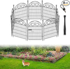 Tall Garden Fence Animal Barrier with Gate, 40 in(H) 8 Panels Garden Fences and Borders for Dogs, Dog Fence Outdoor for Yard, Total Length 17.5 Ft Metal Temporary Fencing│Patented