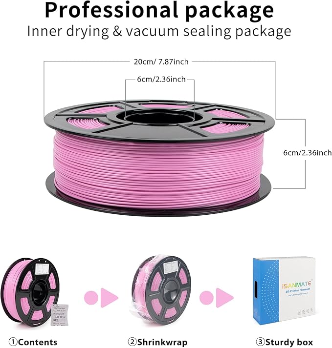 iSANMATE ASA Filament 1.75mm Pink 1KG, UV & Weather Resistant 3D Printer Filament Perfect for Outdoor Functional Parts, Dimensional Accuracy +/- 0.02mm, 1kg Spool (2.2lbs)