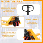 Heavy Duty Pallet Jack - 5500lbs Capacity, 3" Fork Lowered Height, Narrow Aisle Pallet Truck (71.4"), Durable Hydraulic System, 48×27" Fork