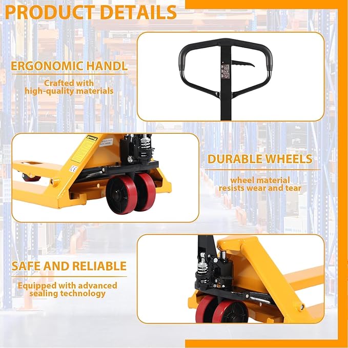 Heavy Duty Pallet Jack - 5500lbs Capacity, 3" Fork Lowered Height, Narrow Aisle Pallet Truck (71.4"), Durable Hydraulic System, 48×27" Fork