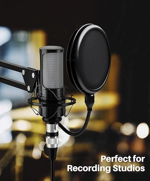 GEARit XLR Male to Female Microphone Cable (100 Feet, 1 Pack) 3-Pin Balanced Shielded Mixer, Recording Studio, Podcast - Black