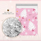 Metronic Christmas Poly Mailers 14.5x19" 50 Pack, Pink Christmas Tree Large Shipping Bags for Clothes, Cute Snowflake Shipping Envelopes Mailers Poly Bags with Self Seal for Small Business
