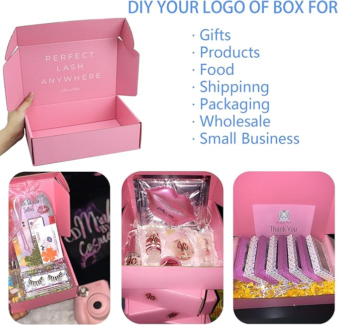 Pink Shipping Boxes for Small Business Pack of 20-12x8x3 inches Cardboard Corrugated Mailer Boxes for Shipping Packaging Craft Gifts Giving Products