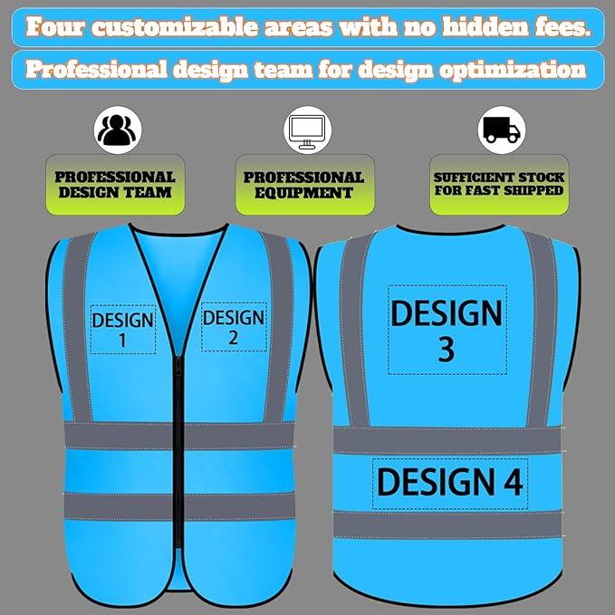 BeautyWill Custom Safety Vest Customized Logo Class 2 High Visibility Reflective Vest with Pockets Construction workwear