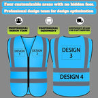 BeautyWill Custom Safety Vest Customized Logo Class 2 High Visibility Reflective Vest with Pockets Construction workwear