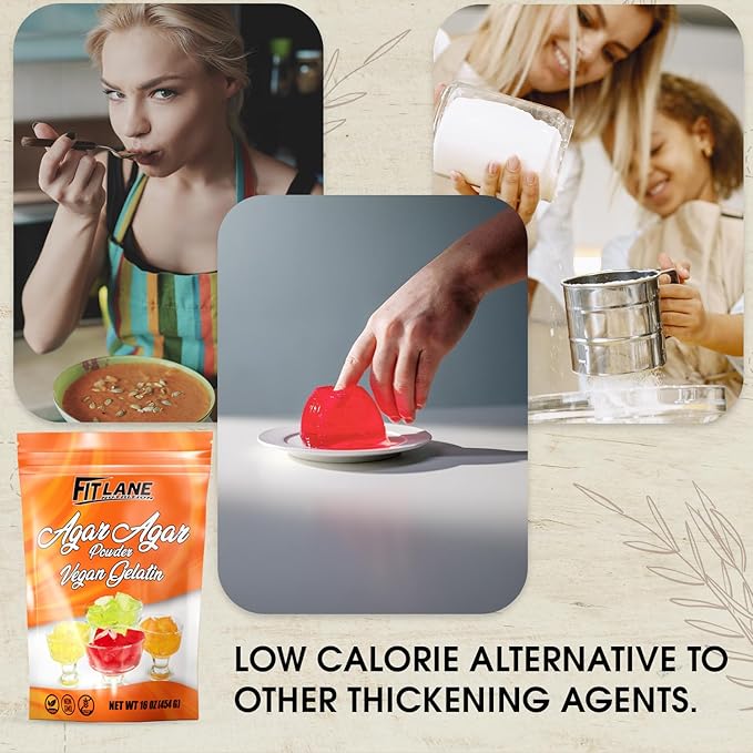 Agar Agar Powder 16 oz - Vegan (Vegetarian) Gelatin - Non GMO, Gluten Free and Nutrient Rich - Substitute for Beef Mix - Unflavored.