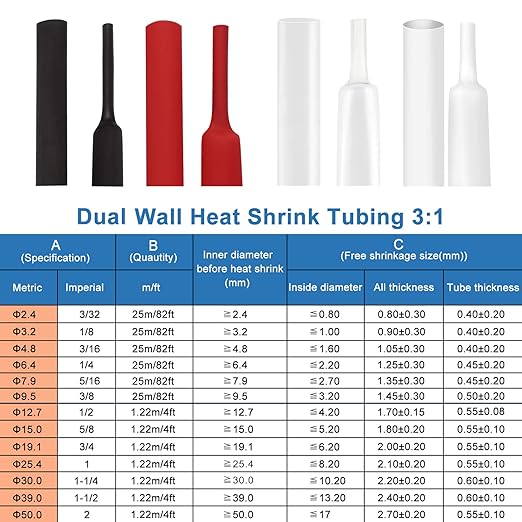 XHF 3/16 Inch 20Ft 3:1 Waterproof Heat Shrink Tubing Roll Marine Grade Adhesive Lined Heat Shrink Tube, Insulation Sealing Oil-Proof Wear-Resistant Black