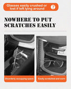 Sunglasses Holder for Car Visor, Magnetic Leather Glasses Eyeglass Clip, With Ticket and Pen Clip (Orange)