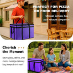 XXXL Insulated Food Delivery Bag - Reusable Thermal Cooler Grocery Bags for Catering & Delivery, Pizza Carrier for Events, Large Capacity Bag Keeps Food Hot/Cold for Shopping, Commercial (Purple, 1PK)