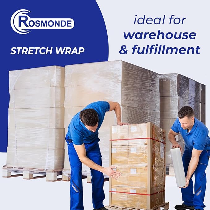 Rosmonde 200 Pack Bulk Plastic Wrap for Moving, 9.4 lbs Rolls, 18" x 1500 ft Shrink Wrap for Daily Bulk Wrapping, 80 Gauge Thick Pallet Wrap for Warehouse, Bulk Stretch Wrap Rolls for Moving & Storage