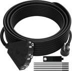 14/3 Gauge Heavy Duty Outdoor Extension Cord 12 FT, 90 Degree Angled 3 Prong Plug, 14 Gauge Power Cable with 3 Outlets, 14AWG, 15A, 125V, 1875W, ETL Listed, Black Wire, with Free Carrying Strap+Ties