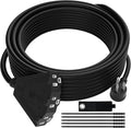 14/3 Gauge Heavy Duty Outdoor Extension Cord 10 FT, 90 Degree Angled 3 Prong Plug, 14 Gauge Power Cable with 3 Outlets, 14AWG, 15A, 125V, 1875W, ETL Listed, Black Wire, with Free Carrying Strap+Ties