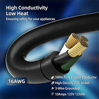 200 FT Outdoor Extension Cord Waterproof, Black, 3-Prong Power Cord, 16 AWG SJTW, 10A 1250W, Grounded, General Purpose Long Extension Cord for Lawn & Garden, ETL Listed
