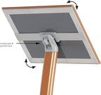 M&T Displays Curved Menu Board 11x17 Inch Pedestal Sign Holder with 8.5x11 Inch Brochure Holder Copper Floor Standing Aluminum Front Loading Easy Open Poster Message Advertisement Post