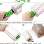 Jutom 8 Pcs Stretchy Wrap Roll Plastic Wrap for Moving with 2 Handles 5" x 1000 ft Packaging Shrink Film Self Adhering Shipping Supplies for Moving Furniture Pallet (Green)