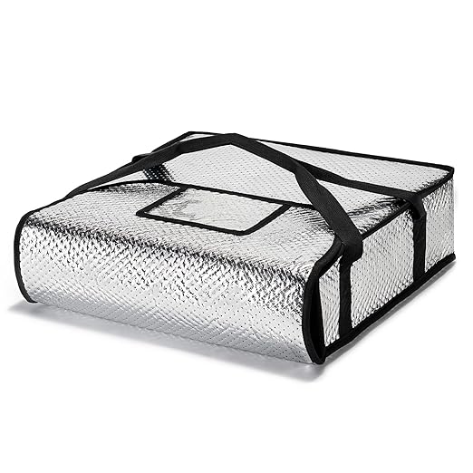 Pizza Bags for Delivery 20" X 20" X 5" - Moisture-Free, Professional Thermal Pizza Warmer, Heavy-Duty Food Carrier, Suitable for Restaurants,Picnic Uber Eats & Door Dash（ Silver）