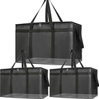 Bodaon Large 3-Pack Insulated Food Delivery Bag with hard bottom, XXXL Catering/Pizza Cooler Bags, Rideshare Delivery Bag, Thermal Cold/Hot Styrofoam Carrier for Travel/Shopping/Car