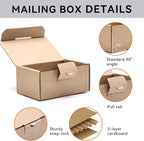 Small Shipping Boxes 3.5x2.2x1.6 Inches, 25-Pack Brown Corrugated Cardboard Boxes for Mailing, Storing, Gift Packaging