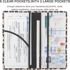 Premium Car Registration & Insurance Card Holder with Magnetic Shut, Vehicle Glove Box Car Organizer - For Documents, Cards, License (Leopard A)