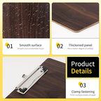 Wood-Grain Lap Board Clipboard, for Letter & A4 Size Solid Wood Texture Writing & Sketching Board with Heavy-Duty Clip (Walnut, 2)